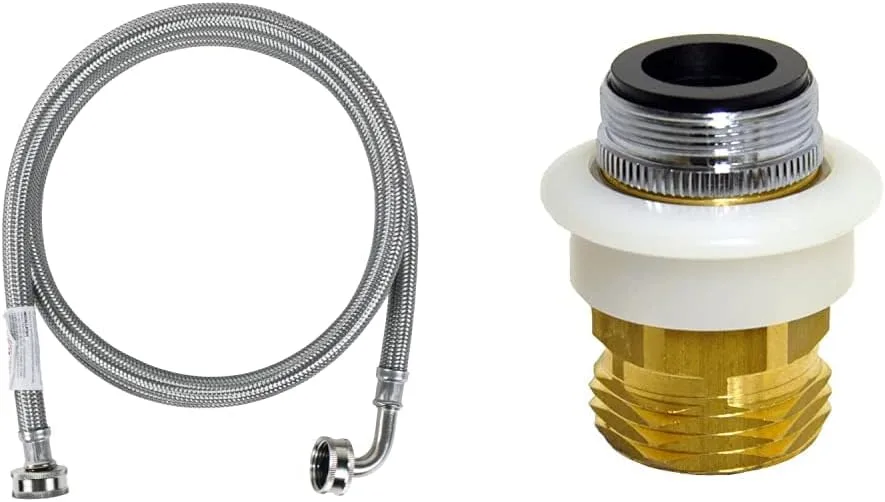 Certified Appliance Accessories Washing Machine Hose, 6 Feet, PVC Core with Premium Braided Stainless Steel, silver/pewter