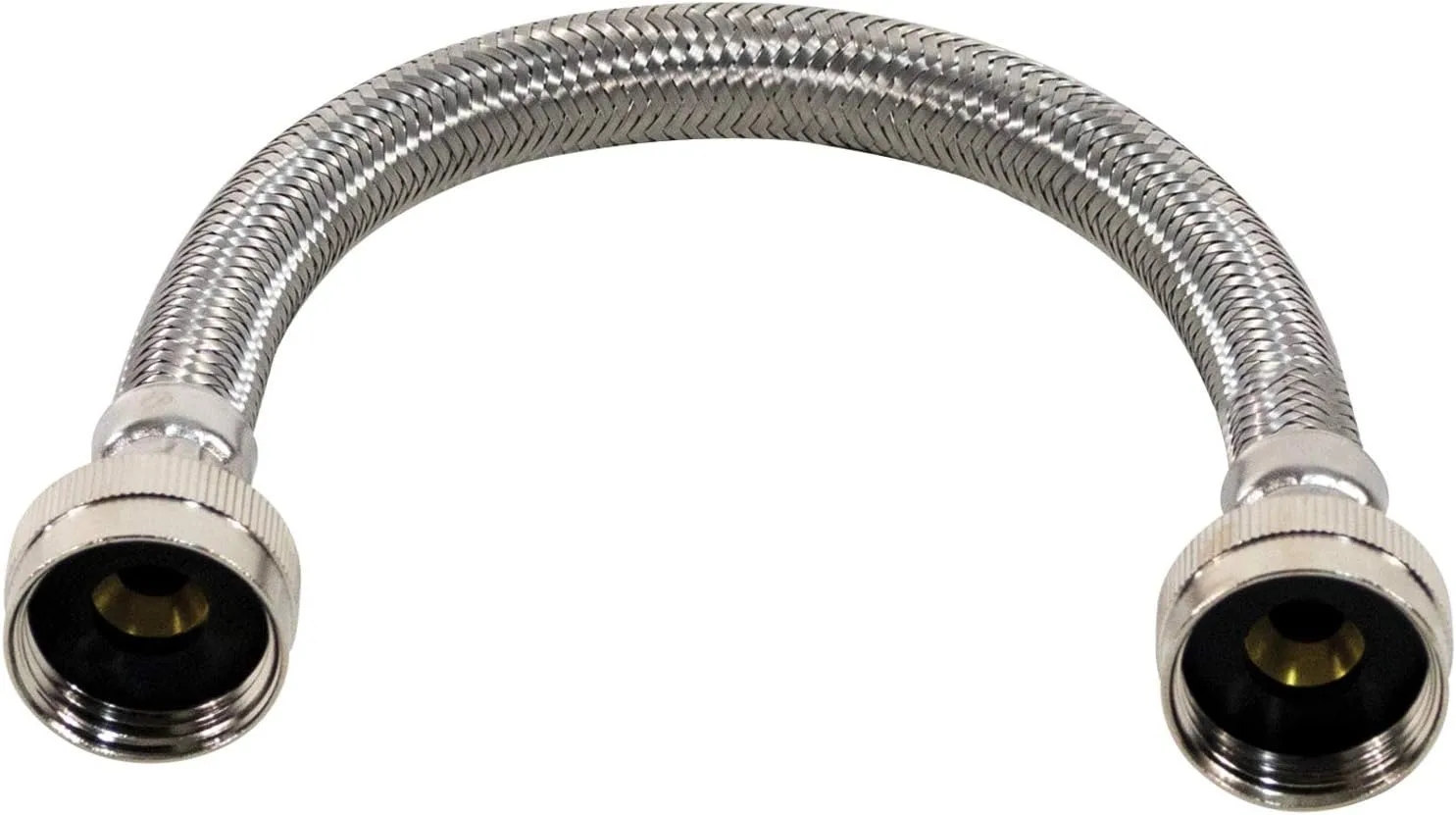Certified Appliance Accessories Braided Stainless Steel Water-Inlet Hose, Female to Female - 12in - Silver