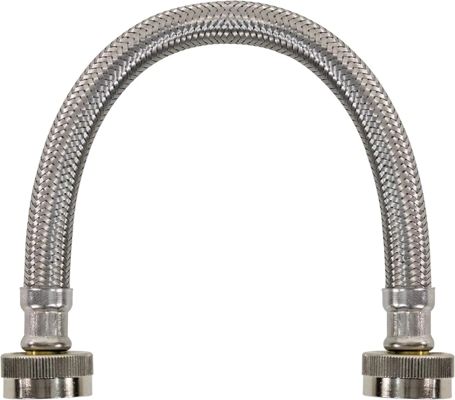 Certified Appliance Accessories Braided Stainless Steel Water-Inlet Hose, Female to Female - 12in - Silver