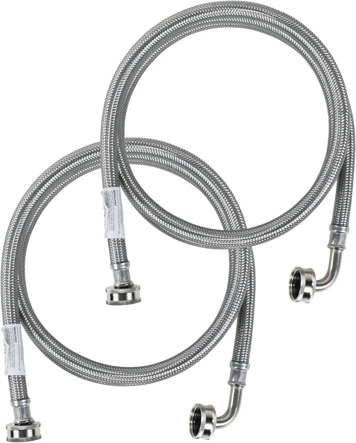 Certified Appliance Accessories Washing Machine Hose with 90 Degree Elbow (2 Pack), Hot and Cold Water Supply Lines, 6 Feet
