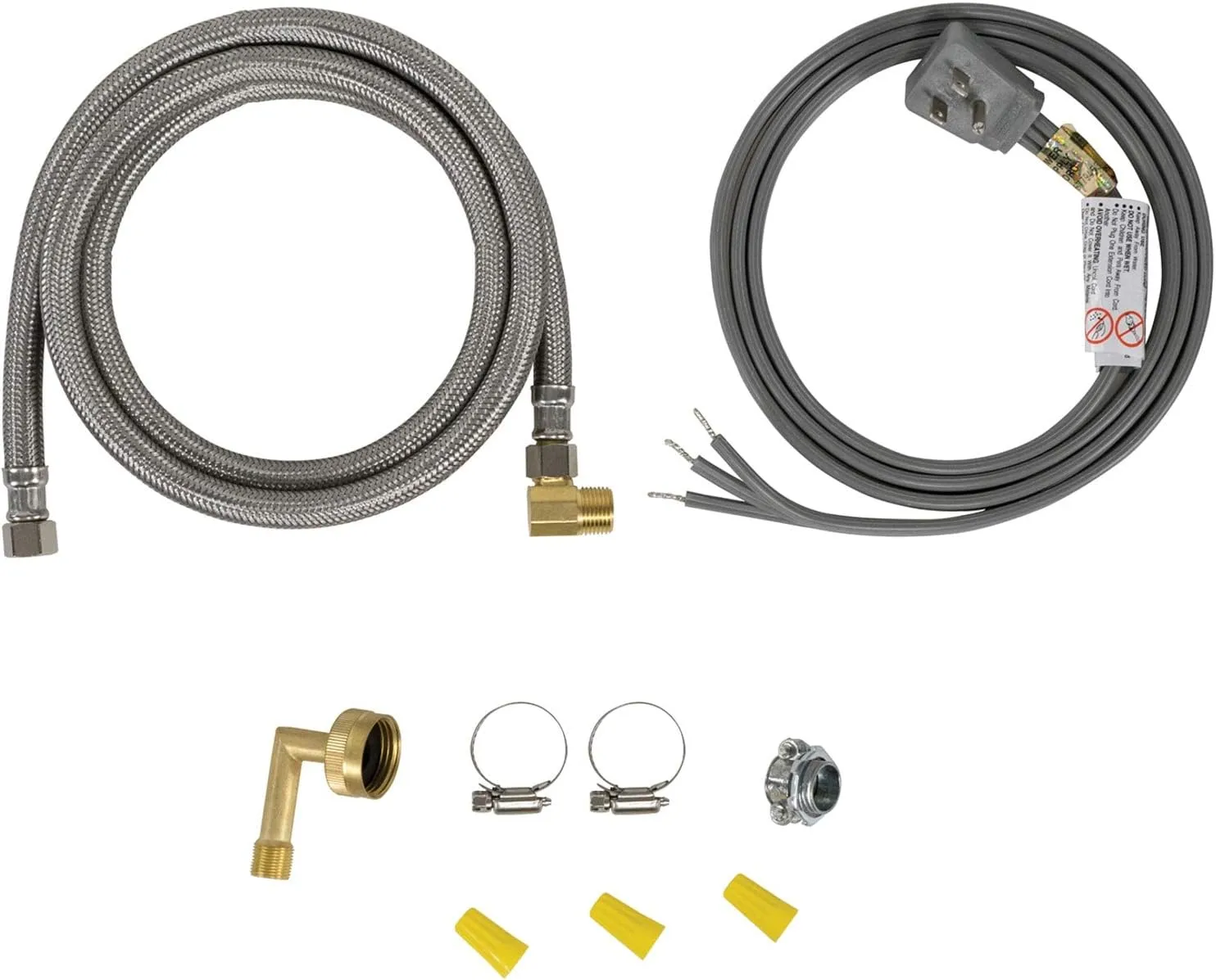 Certified Appliance Accessories Dishwasher Installation Kit with Dishwasher Hose and 3 Wire Power Cord - Degree Plug Head