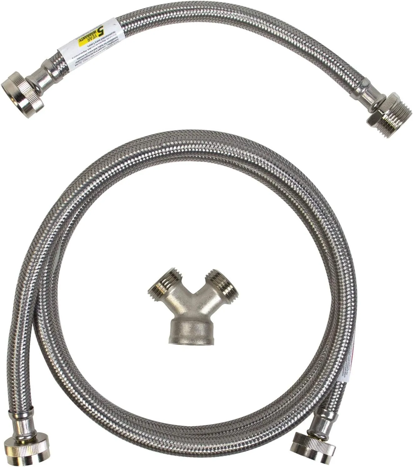 Certified Appliance Accessories Braided Stainless Steel Steam Dryer Installation Kit, 6ft - Stainless Steel, PVC, Polyester
