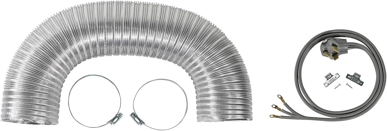 Certified Appliance Accessories CERT77004 Electric Dryer Duct Kit with 5 Foot Vent Duct and 6 Foot 3-Wire 30 Amp Power Cord