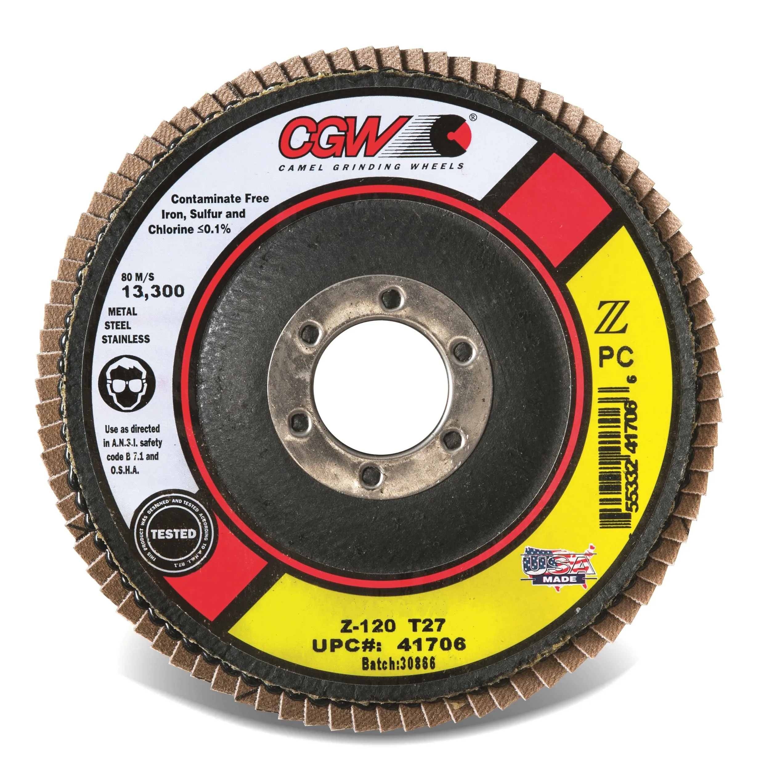 Flap Disc: 5/8-11 Hole, 40 Grit, Zirconia Alumina, Type 29