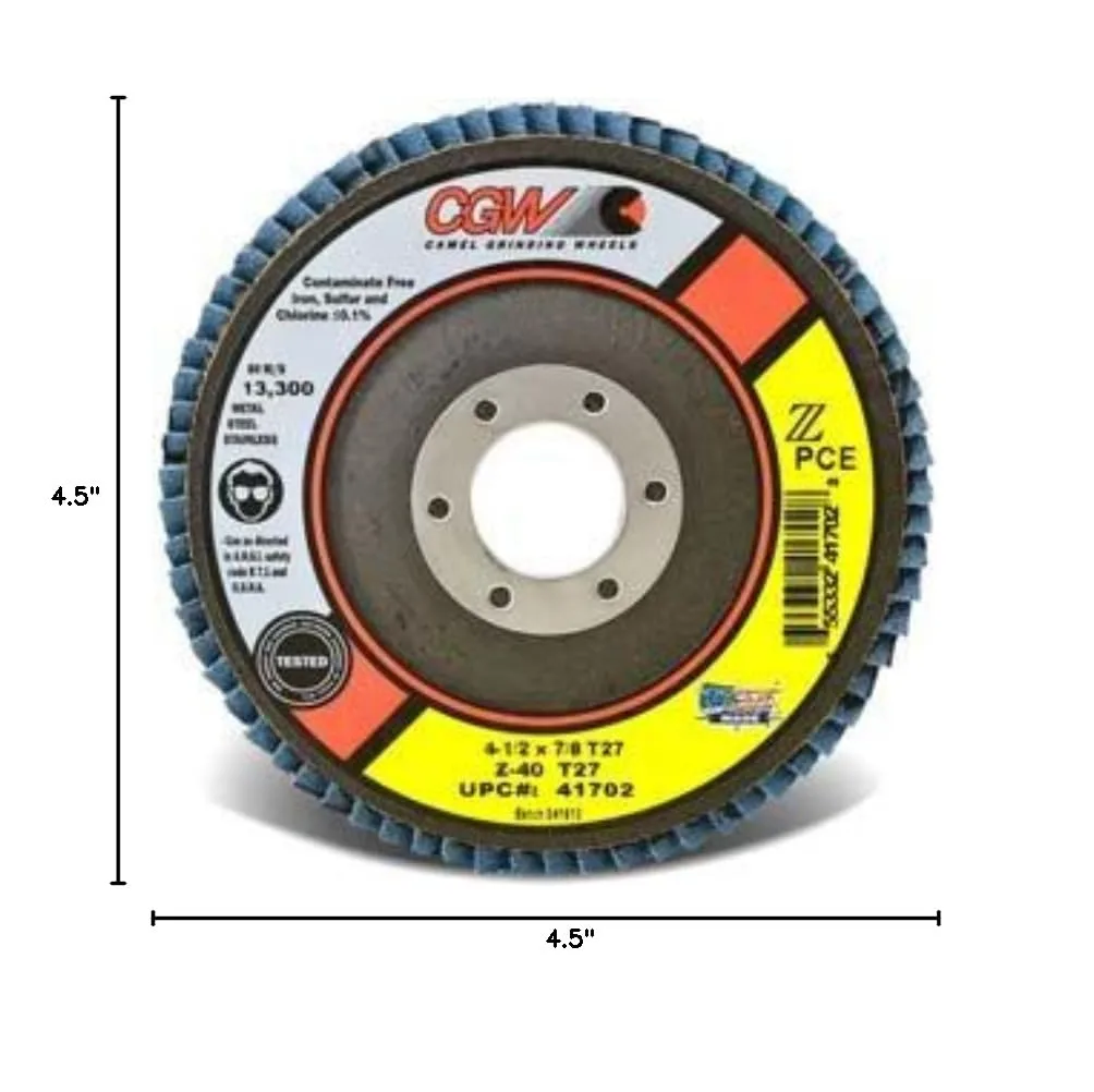 Flap Disc: 5/8-11 Hole, 40 Grit, Zirconia Alumina, Type 29