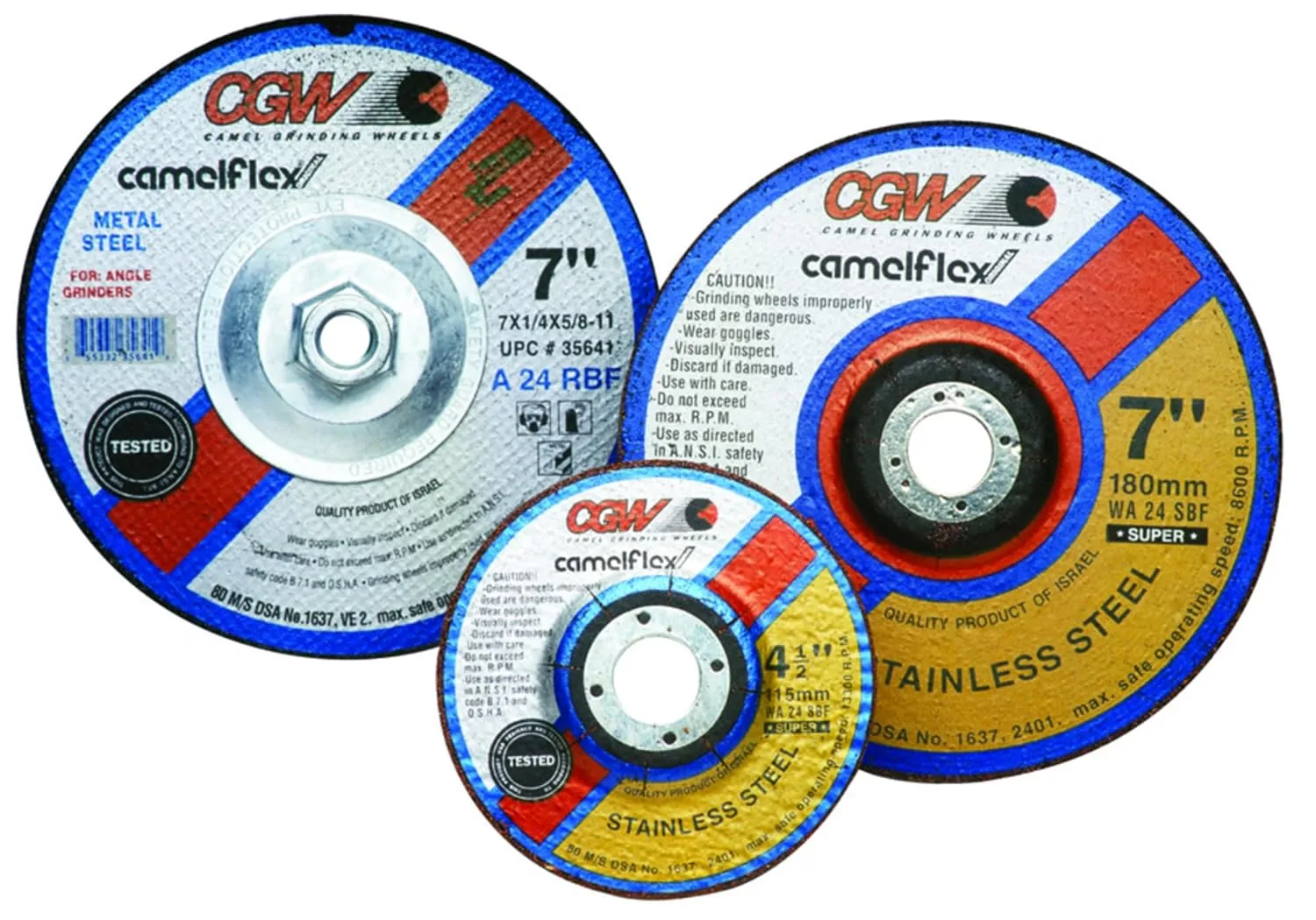 Depressed Center Wheel: Type 27, 4" Dia, 1/4" Thick, Aluminum Oxide