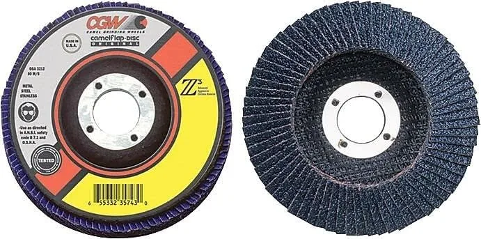 Flap Discs, Z3-100% Zirconia, Regular - 4-1/2x5/8-11 z3-40 t29 reg 100% za flap disc
