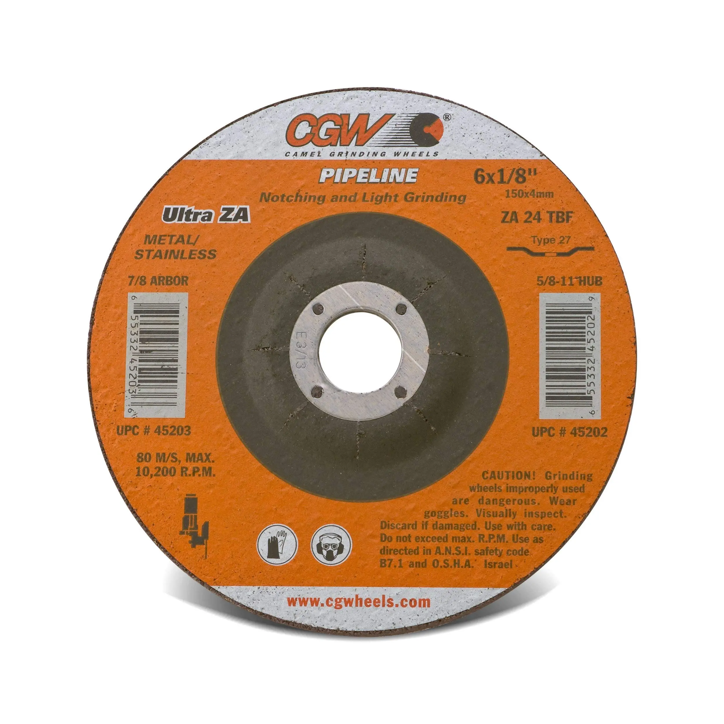 CGW Abrasives 45203 6x1/8x7/8 T-27 ZA24TB Resin Grind Wheels - Box of 10