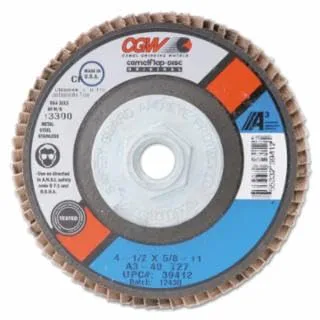 Flap Discs, A3 Aluminum Oxide, XL - 4-1/2"x5/8-11 t29 a cubed xl 40 grit flap disc [Set of 10]