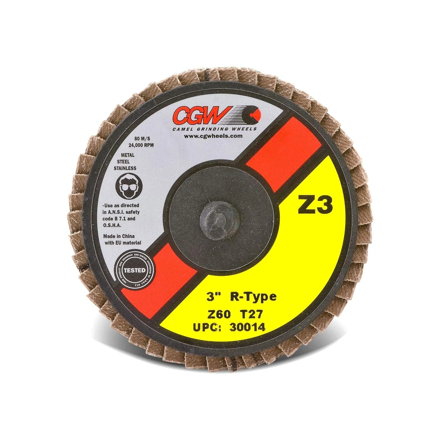 Flap Discs, Mini, Zirconia, Quick Change, Type R - 2" roloc-type t27 zir reg 40 grit flap disc [Set of 10]