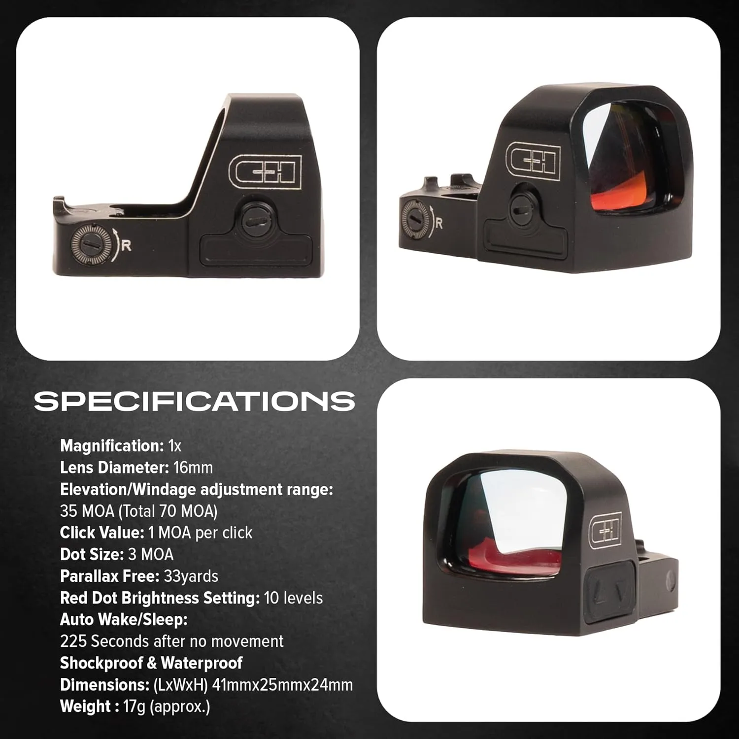 C+H EDC RMSc-Compatible Micro Red Dot Reflex Sight for Pistol