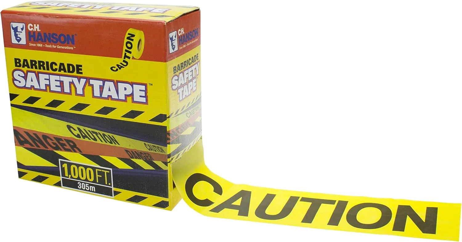 CH Hanson 14090 1000 ft. roll Caution w/ Box Dispenser - 3 mil
