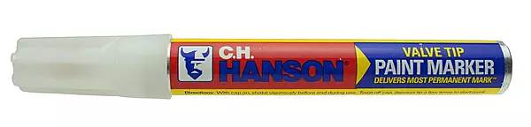 C.H. Hanson 10298 Sure Point Permanent Paint Marker, White, 1/2" x 6"