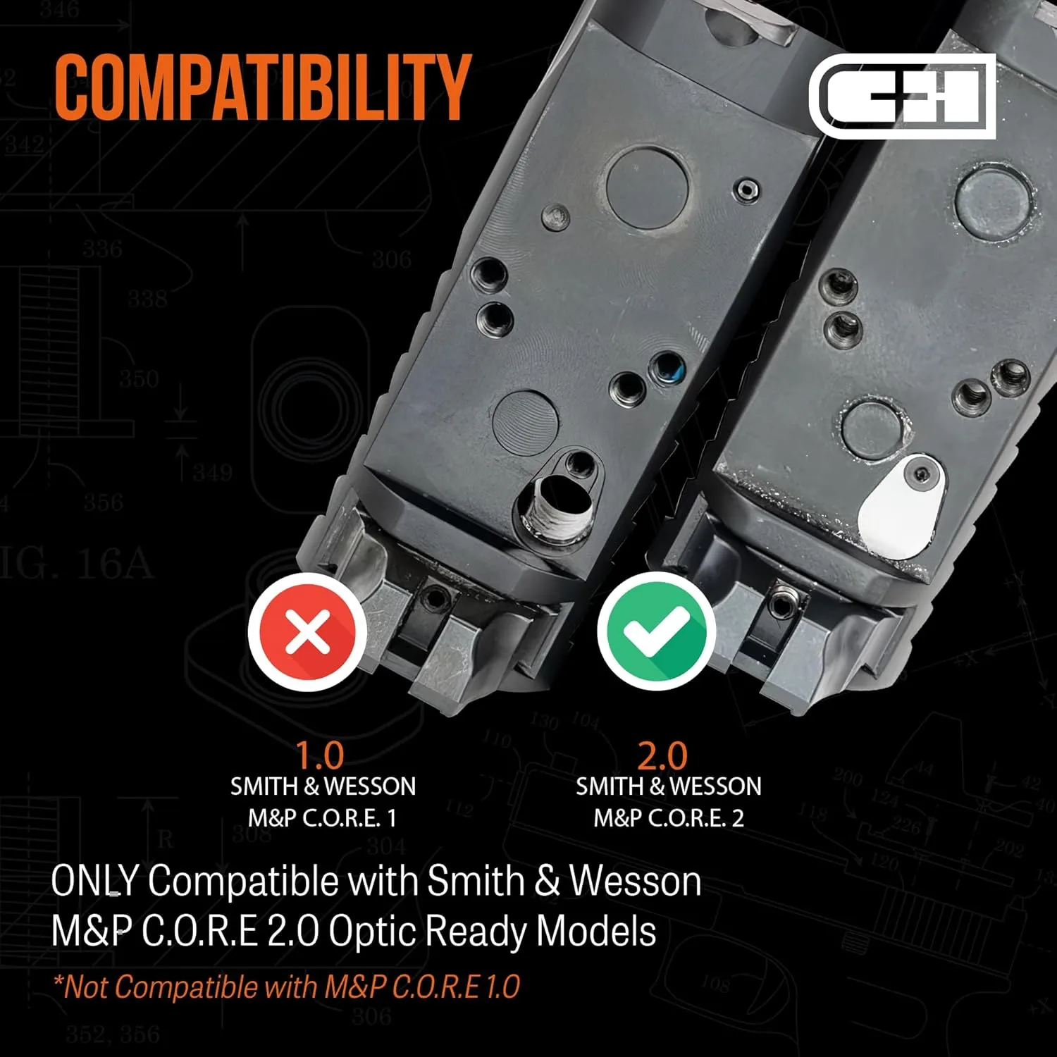 C+H Precision Optic Adapter Plate for Smith & Wesson M&P 2.0 C.O.R.E.