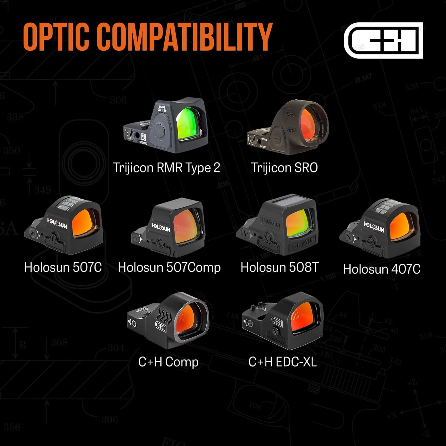 C+H Precision Optics Adapter Plate with 10-8 Rear Sight for SIG P320 Legion (X-Five/M17/M18) with Romeo 1 Pro Optic Ready