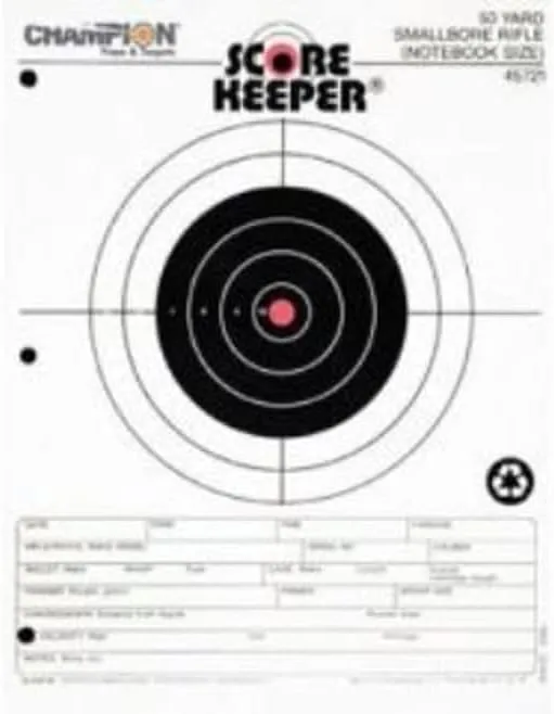 Champion Targets 45724 Score Keeper Fluorescent Orange & Black Bullseye Target, 50 Foot Pistol Slow Fire, 12 Pack