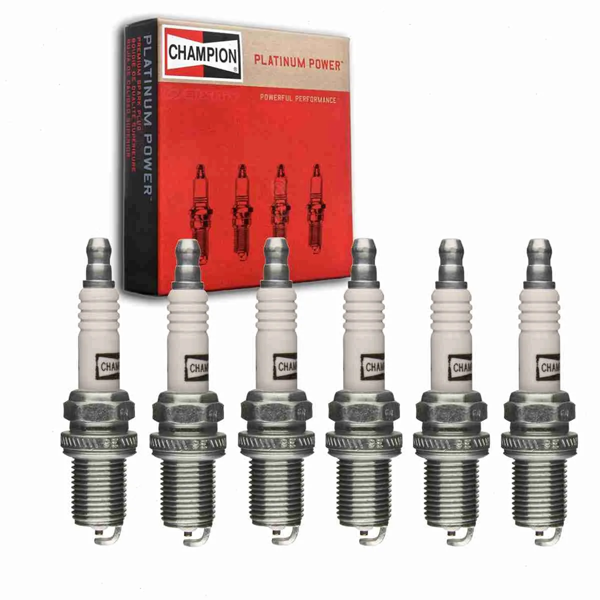 6 pc Champion Platinum Spark Plugs compatible with Jeep Cherokee 4.0L L6 1987-1990