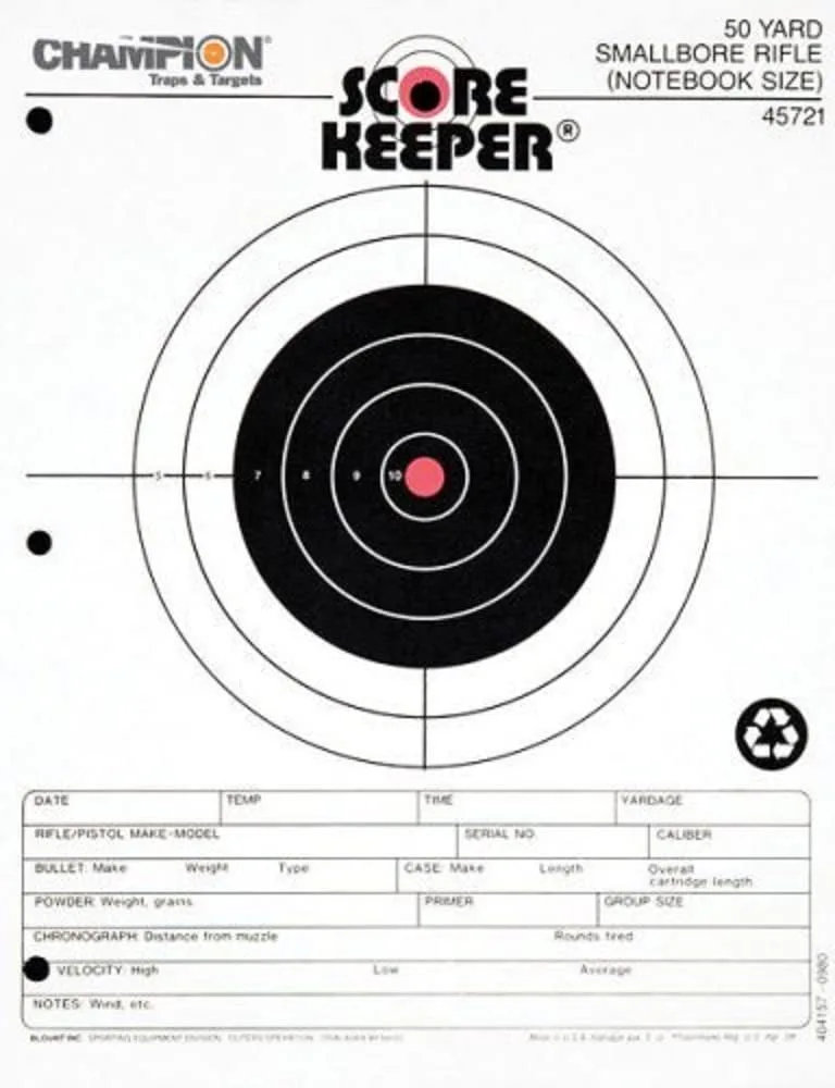 Champion Targets 45721 Score Keeper Fluorescent Orange & Black Bullseye Target, 50 Yard Small Bore Notebook, 12 Pack