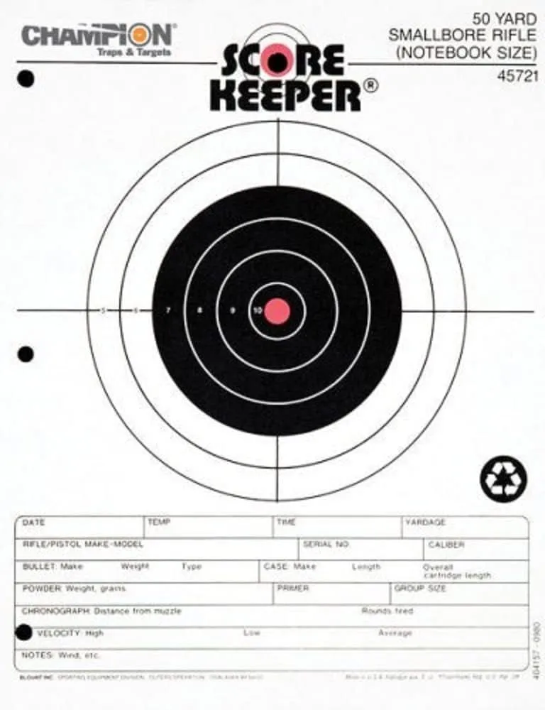 Champion Targets 45721 Score Keeper Fluorescent Orange & Black Bullseye Target, 50 Yard Small Bore Notebook, 12 Pack