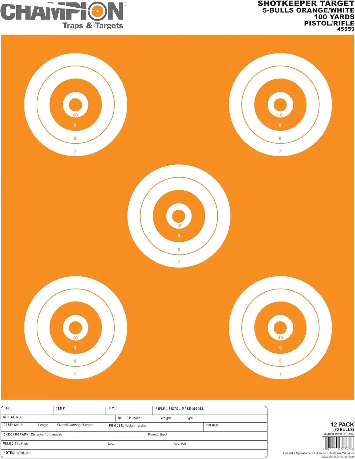 CHAMPION ShotKeeper 5-Bulls Paper Targets