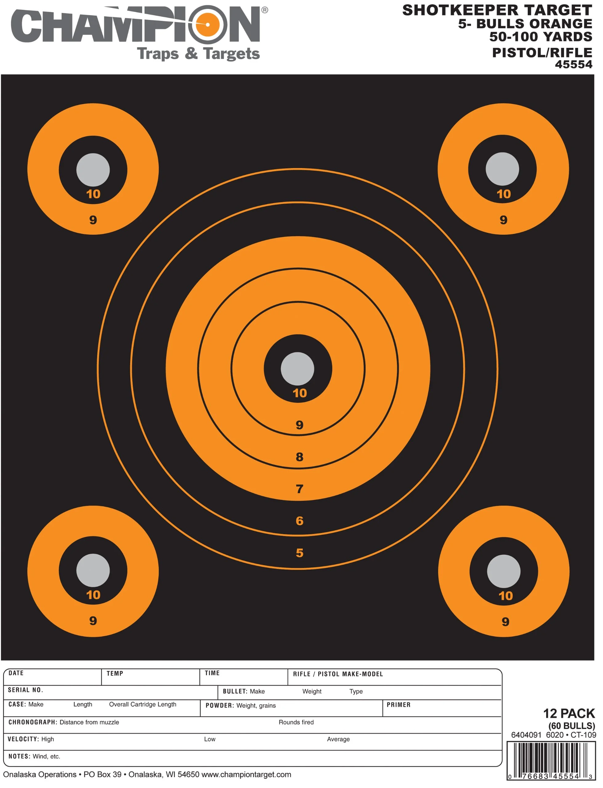 CHAMPION ShotKeeper 5-Bulls Paper Targets