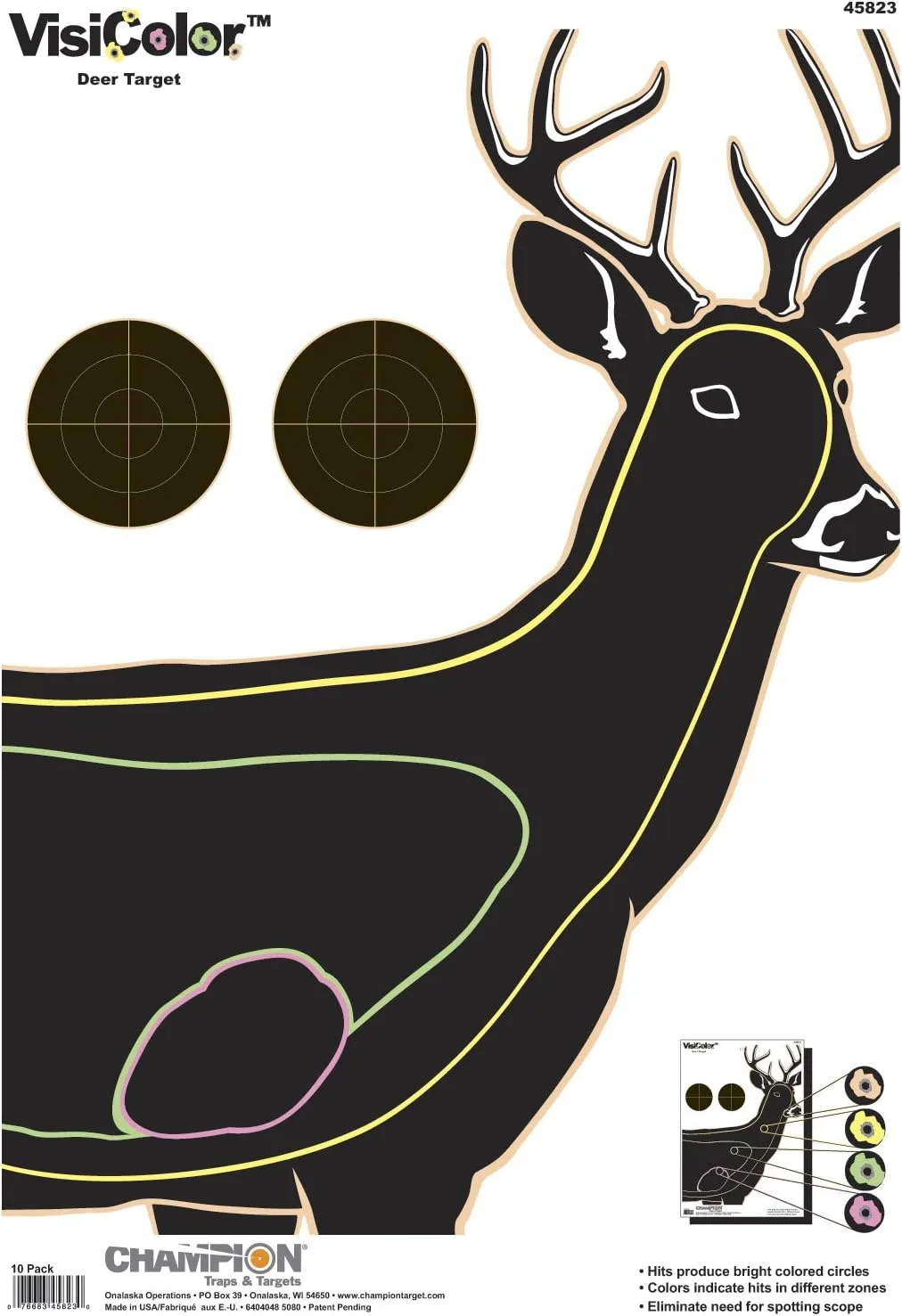 Champion VisiColor Adhesive Targets, Peel-and-Stick, 10 Pack