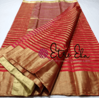 Chanderi Handwoven Full Body  Zari Stripes Saree