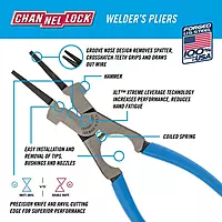Channellock 360 Pliers, 9", Polished Professional Welder's Pliers