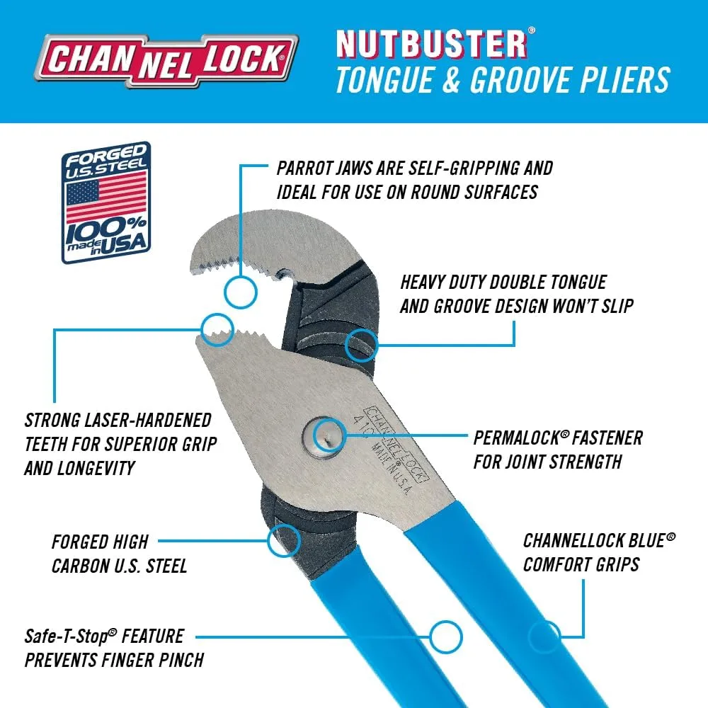 Channellock Double Tongue and Groove Parrot Nose Pliers