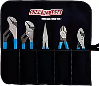 Channellock TOOL ROLL-3 5 Piece Pliers Set|Fast Release Handy Vinyl Pouch Features Long Nose,Diagonal Cutter,Slip Joint