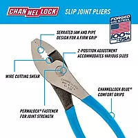 Channellock 526 6-Inch Slip Joint Pliers | Utility Plier with Wire Cutter | Serrated Jaw Forged from High Carbon Steel