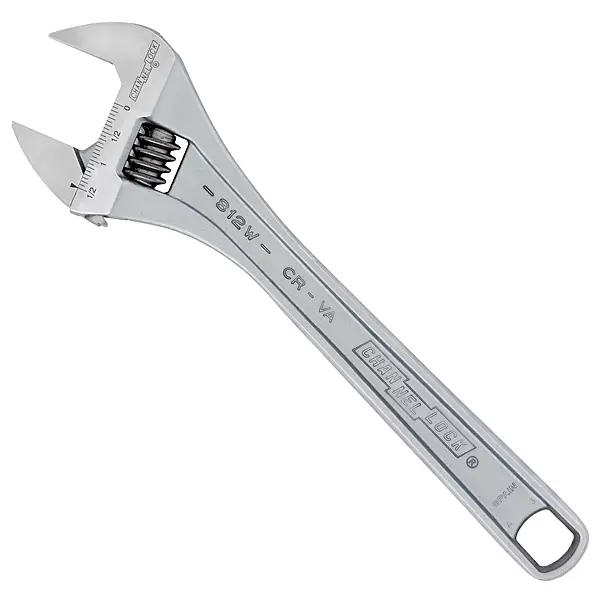 Channellock 812W 12-inch Adjustable Wrench, 1.5-inch Wide Mouth Jaw Capacity, Precise Jaw Design Grips in Tight Spaces