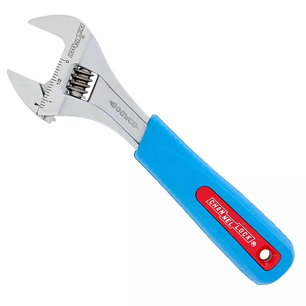 Channellock 808WCB 8-Inch Chrome Adjustable Wrench with Code Blue Grips
