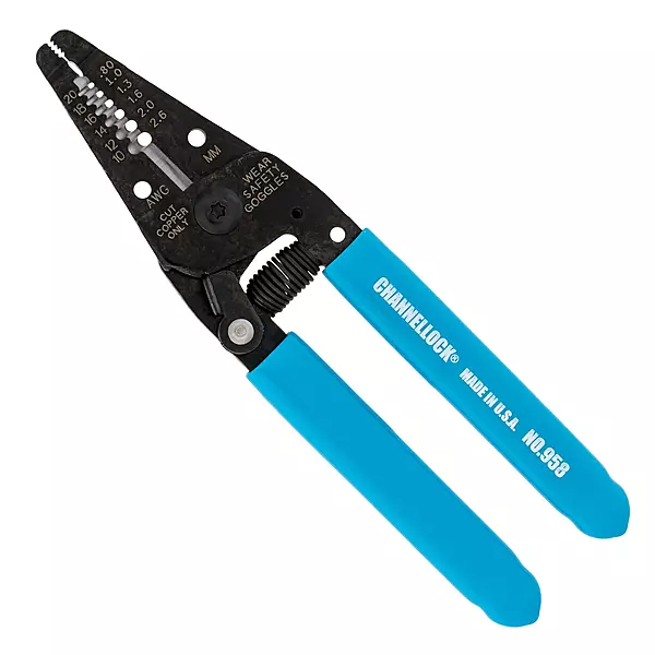Channellock 958 6-1/4-Inch Wire Stripper and Cutter, Blue, 6-Inch
