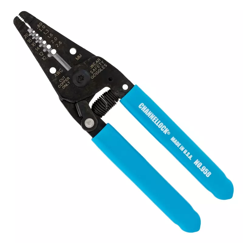 Channellock 958 6-1/4-Inch Wire Stripper and Cutter, Blue, 6-Inch