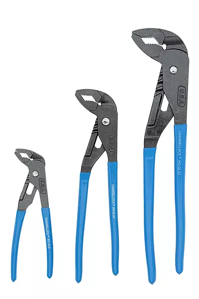 CHANNELLOCK GLS-3 3-Piece GRIPLOCK Tongue & Groove Pliers Set, 6.5", 9.5", 12.5" Water Pump Pliers