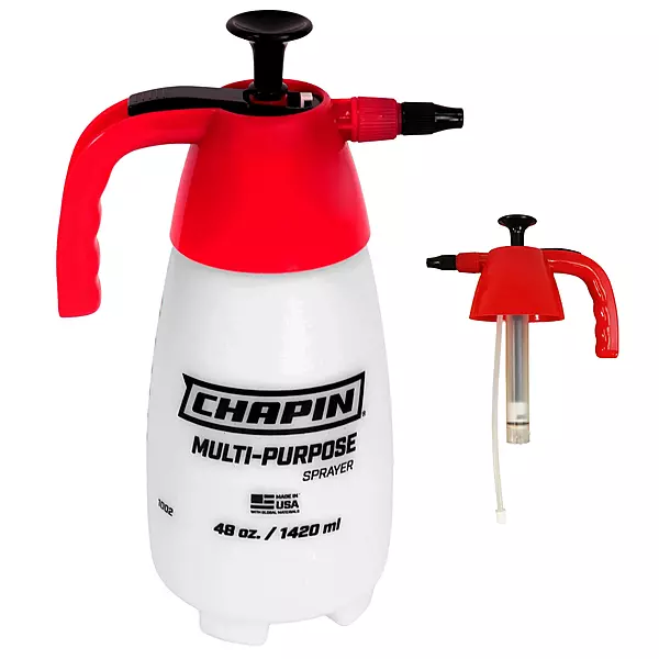 Chapin 1002 48-Oz Made in USA Heavy-Duty Multi-Purpose Sprayer, for Spraying Plants, Flowers, Weeds and Cleaning, Red/White