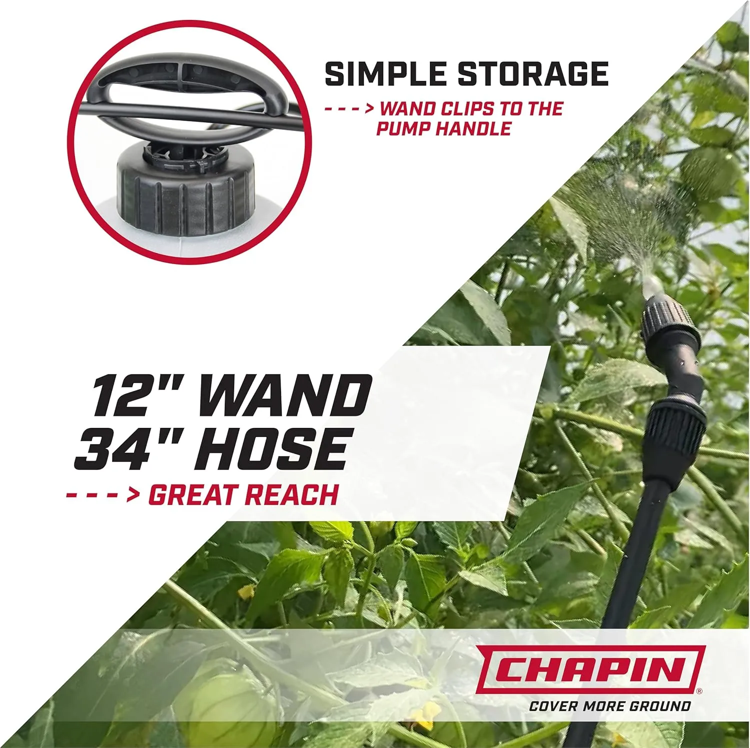 Chapin 16200 2-Gallon Made in USA Garden Pump Sprayer with Ergonomic Handle, Trigger Shut Off