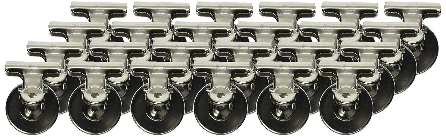 Charles Leonard Spring Clips with Hanging Hole, Magnetic, 1-1/4 Inch, Silver, 24-Pack (68512)
