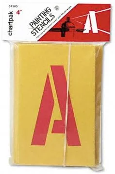 Chartpak Pickett Painting Stencils, Numbers and Letters, 4 in, Gothic, Yellow