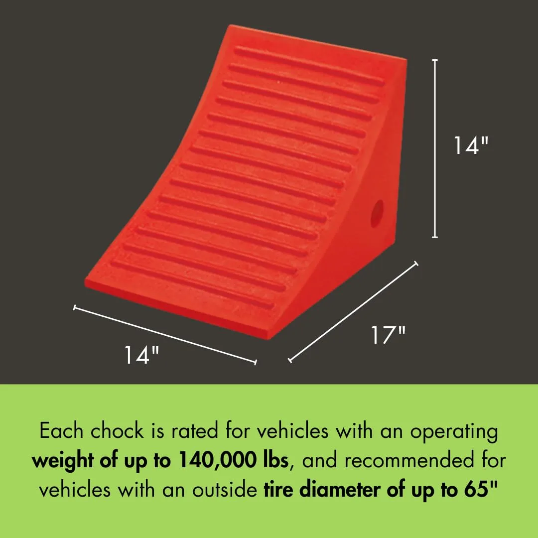 Checkers One Extra Large Wheel Chock for 46-65" Tires, Heavy Duty Wheel Chocks for Semi Trucks, Utility, Tractor Trailer