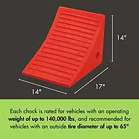 Checkers One Extra Large Wheel Chock for 46-65" Tires, Heavy Duty Wheel Chocks for Semi Trucks, Utility, Tractor Trailer