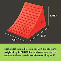 Checkers One Large Wheel Chock for 27-35" Tires, Heavy Duty Wheel Chocks for Semi Trucks, Utility, Tractor Trailer