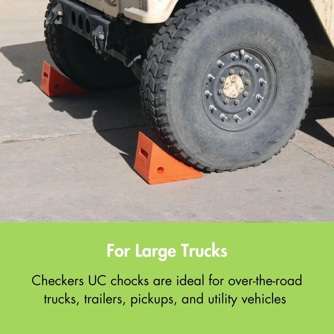 Checkers One Large Wheel Chock for 27-35" Tires, Heavy Duty Wheel Chocks for Semi Trucks, Utility, Tractor Trailer