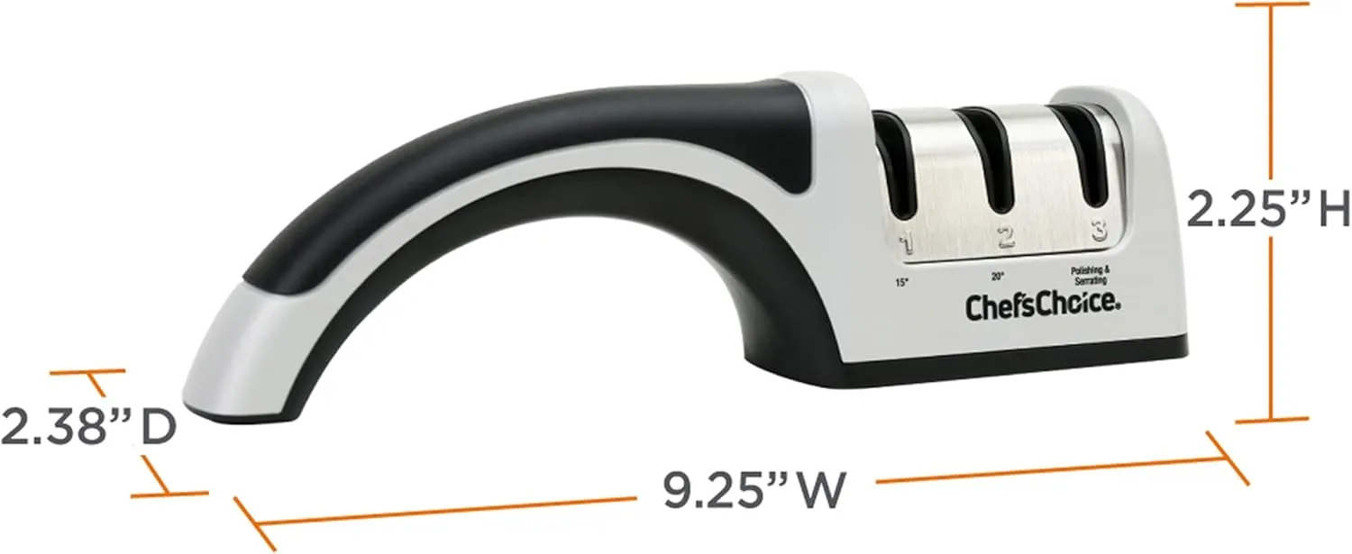 Chef’sChoice Manual Knife Sharpeners for 15- and 20-Degree Straight-Edge and Serrated Knives with Diamond Abrasives Precise