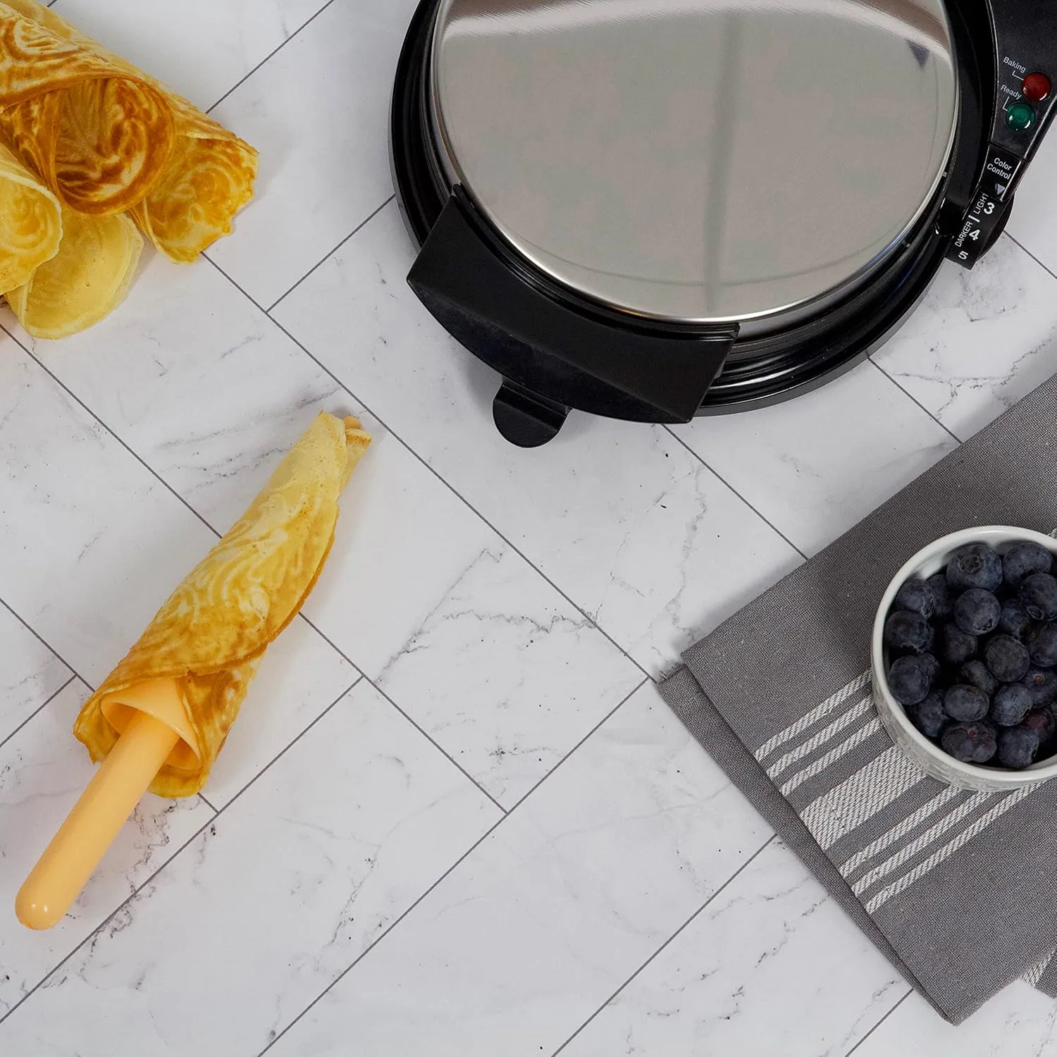 Chef'sChoice KrumKake Maker Features Nonstick Surface and Instant Heat Recovery with Temperature Control and Ready Light