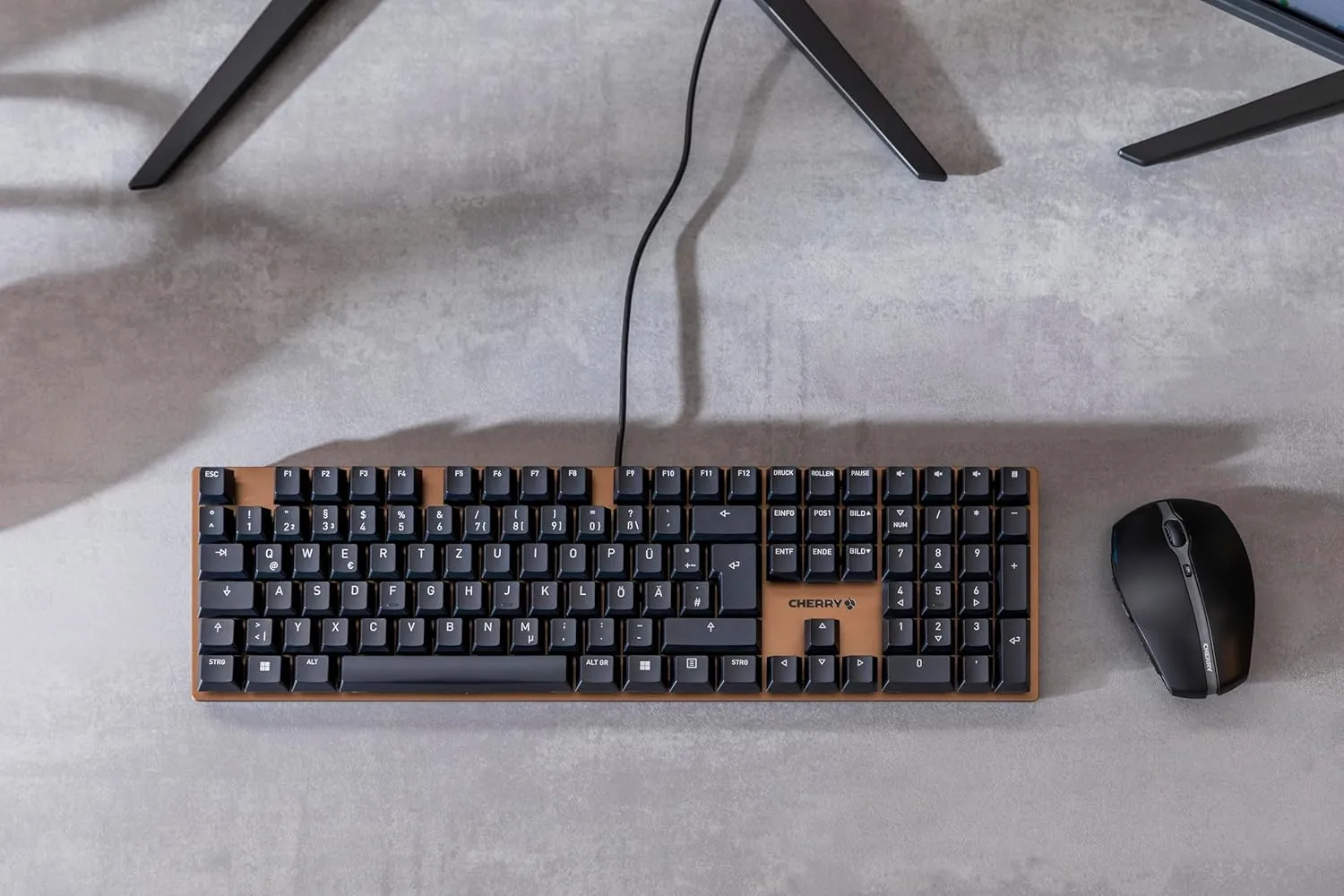 Cherry KC 200 MX Mechanical Office Keyboard with New MX2A switches. Modern Design with Metal Plate Frame. (Bronze withMX2A