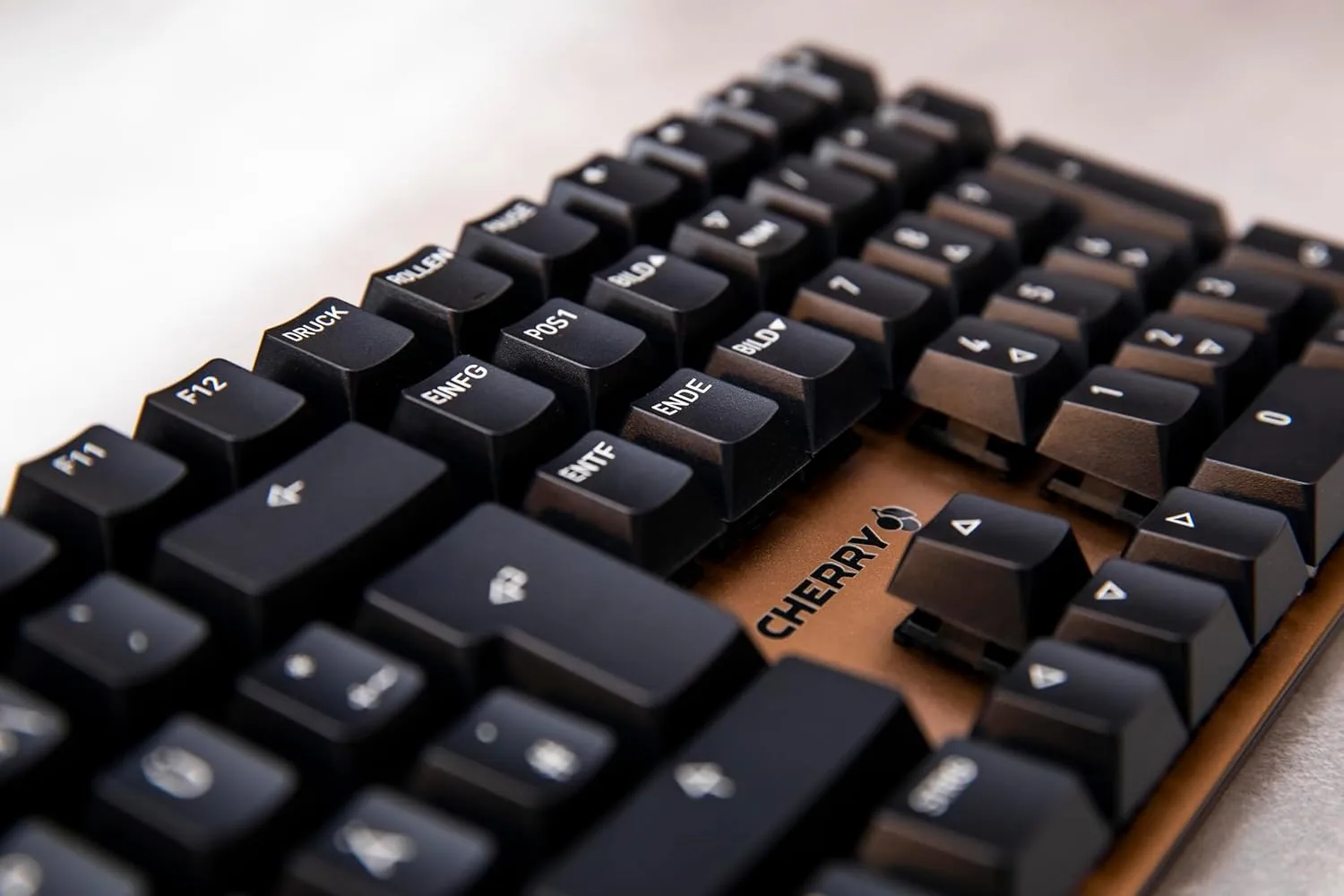 Cherry KC 200 MX Mechanical Office Keyboard with New MX2A switches. Modern Design with Metal Plate Frame. (Bronze withMX2A