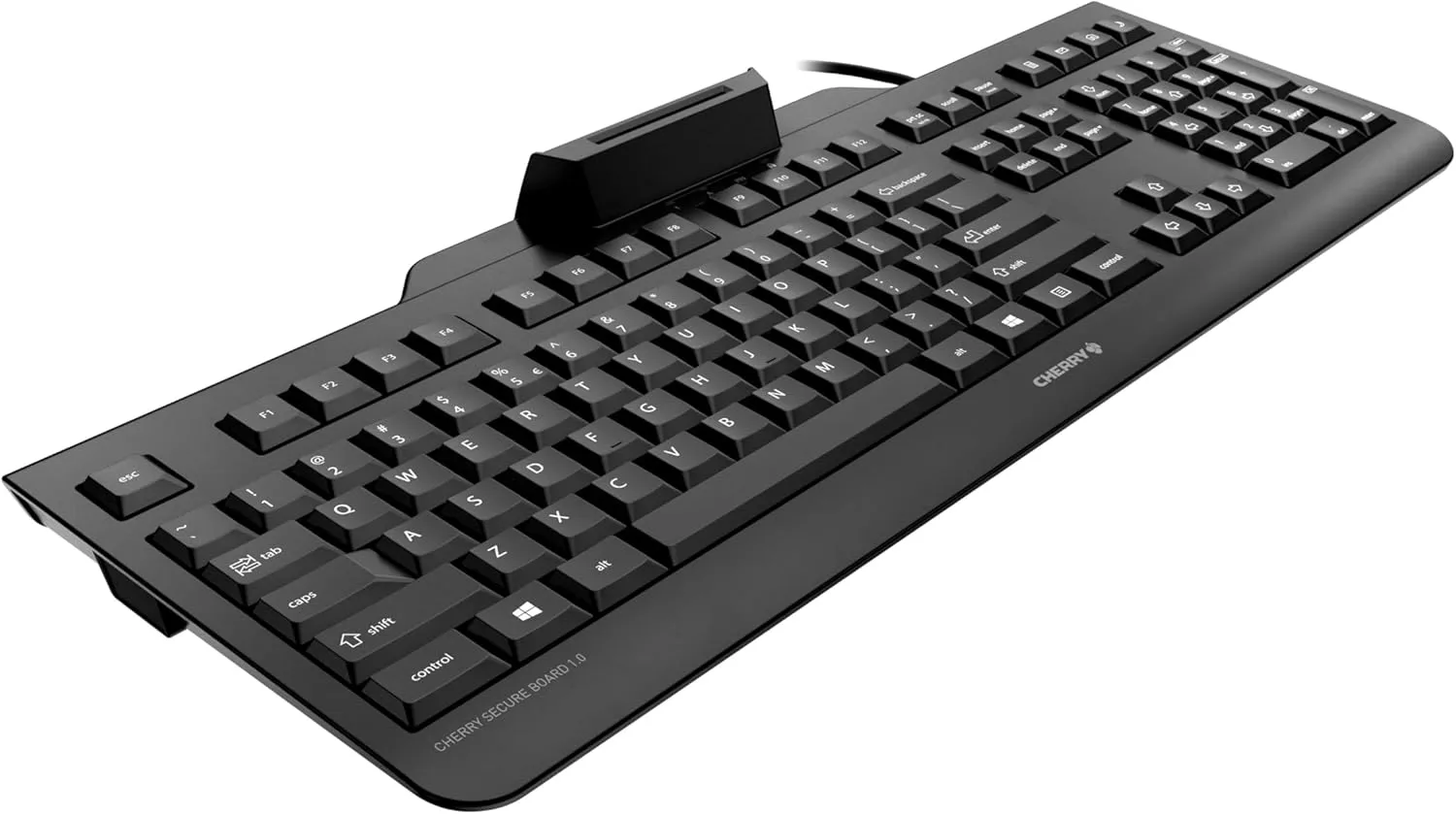 CHERRY Secure Board 1.0 - USB Keyboard – Smart Card Reader - Wired - GS Approval - QWERTY Security Keyboard – Black