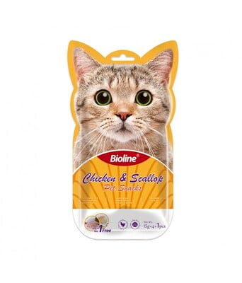 Bioline Cat Treats - 5x15g chicken & scallop Bioline Cat Treats - 5x15g chicken & scallop